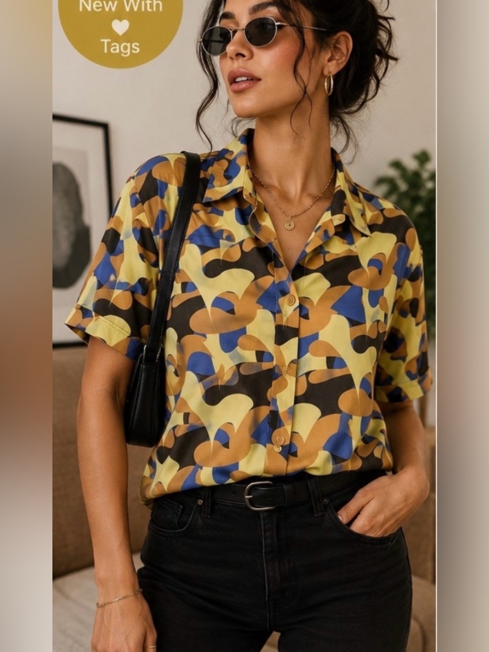 NWT Wildfang The Essential Short Sleeve Button Up